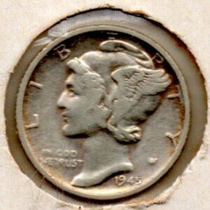 Granny Estate Find -  1945 S Mercury Dime - About Uncirculated - 90 % Si…